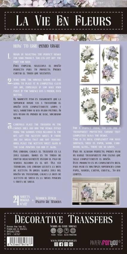 Papers For you - Transfer Aufkleber "Hydrangeas" Decor Transfers 6x12 Inch