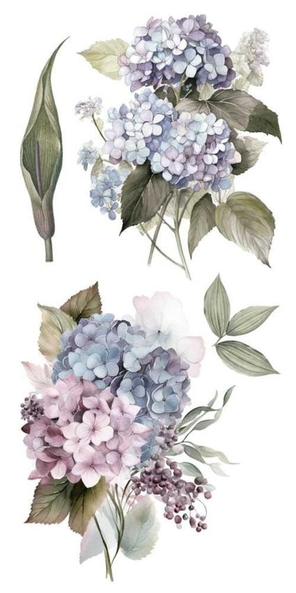 Papers For you - Transfer Aufkleber "Hydrangeas" Decor Transfers 6x12 Inch