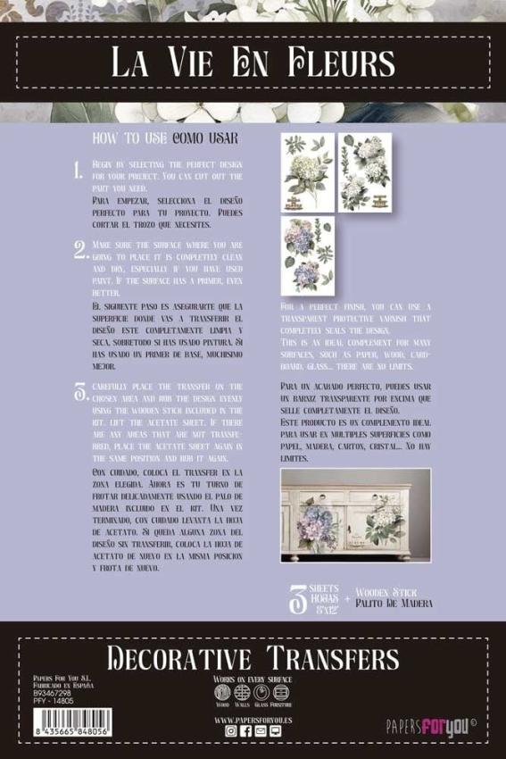 Papers For you - Transfer Aufkleber "Hydrangeas" Decor Transfers 8x12 Inch
