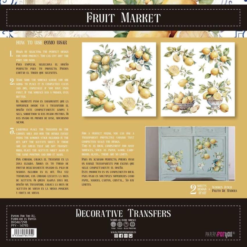 Papers For you - Transfer Aufkleber "Lemon" Decor Transfers 12x12 Inch