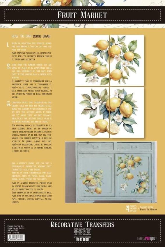 Papers For you - Transfer Aufkleber "Lemon" Decor Transfers 24x35 Inch