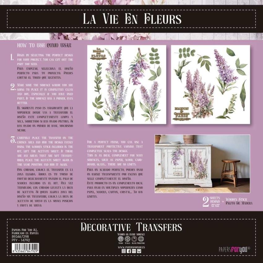 Papers For you - Transfer Aufkleber "Lilacs" Decor Transfers 12x12 Inch