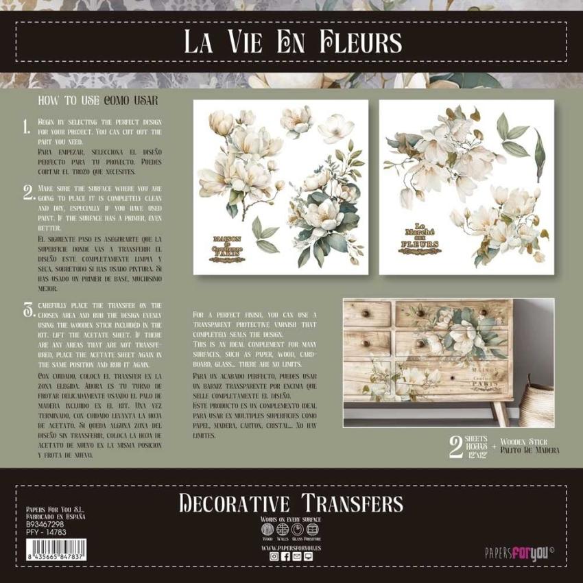 Papers For you - Transfer Aufkleber "Magnolias" Decor Transfers 12x12 Inch