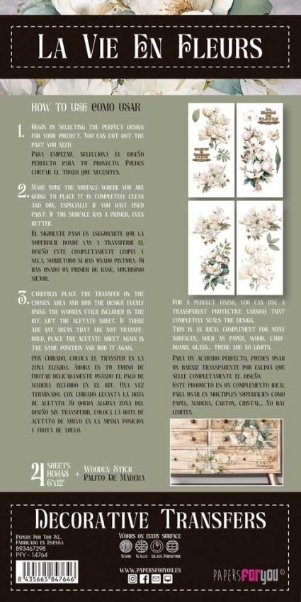Papers For you - Transfer Aufkleber "Magnolias" Decor Transfers 6x12 Inch