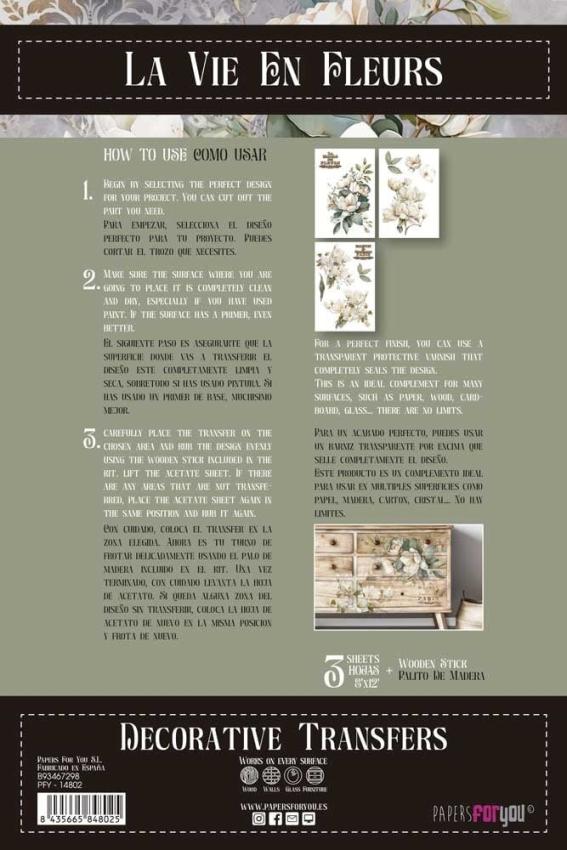 Papers For you - Transfer Aufkleber "Magnolias" Decor Transfers 8x12 Inch