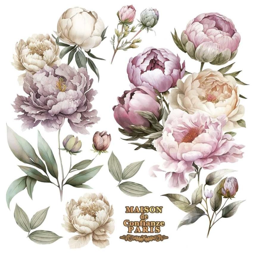 Papers For you - Transfer Aufkleber "Peonies" Decor Transfers 12x12 Inch