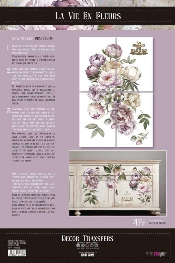 Papers For you - Transfer Aufkleber "Peonies" Decor Transfers 24x35 Inch