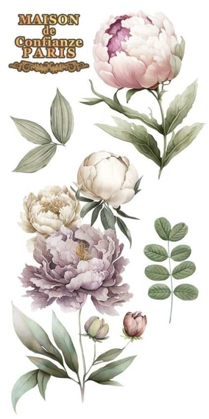 Papers For you - Transfer Aufkleber "Peonies" Decor Transfers 6x12 Inch