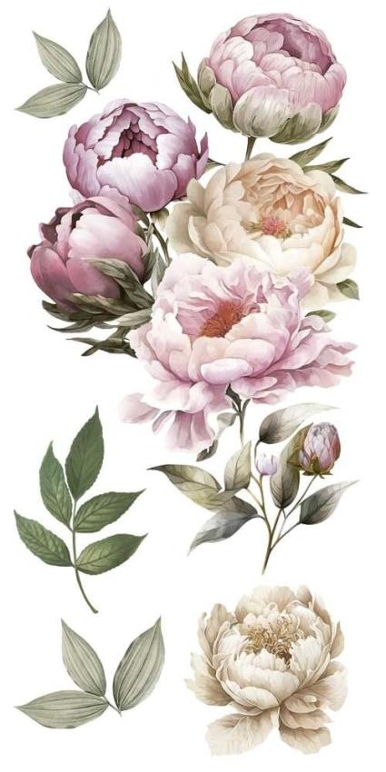 Papers For you - Transfer Aufkleber "Peonies" Decor Transfers 6x12 Inch
