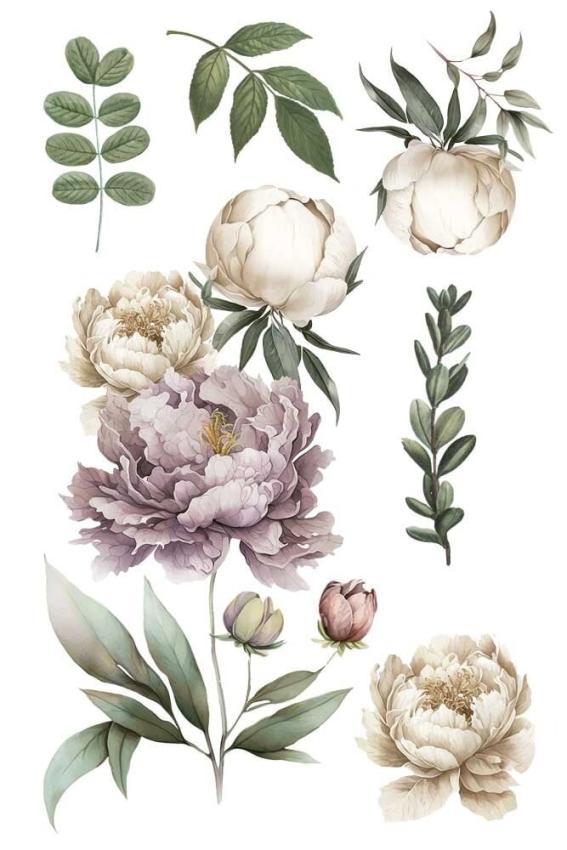 Papers For you - Transfer Aufkleber "Peonies" Decor Transfers 8x12 Inch