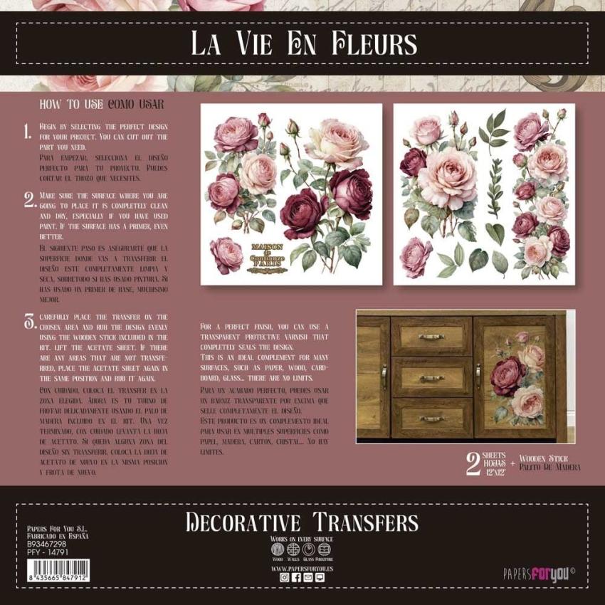 Papers For you - Transfer Aufkleber "Rosé" Decor Transfers 12x12 Inch