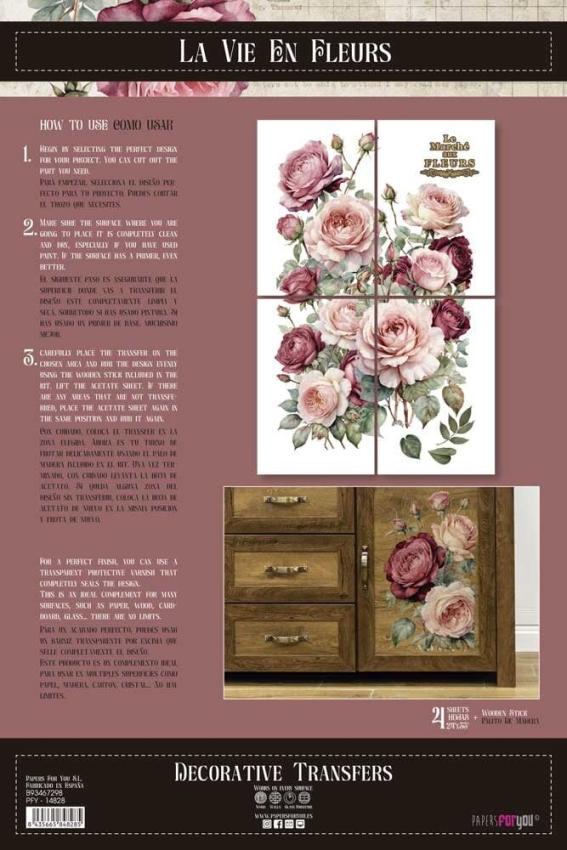 Papers For you - Transfer Aufkleber "Rosé" Decor Transfers 24x35 Inch