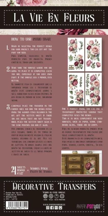 Papers For you - Transfer Aufkleber "Rosé" Decor Transfers 6x12 Inch