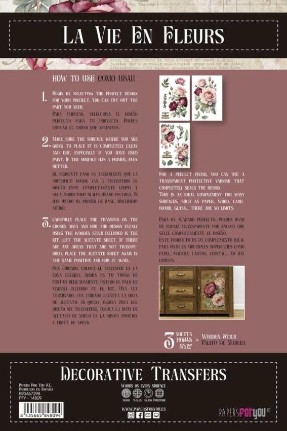 Papers For you - Transfer Aufkleber "Rosé" Decor Transfers 8x12 Inch
