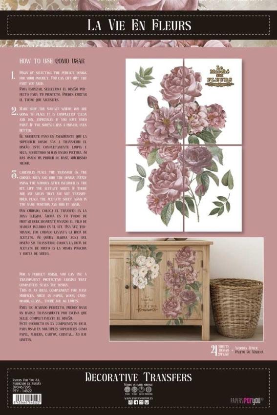 Papers For you - Transfer Aufkleber "Roses" Decor Transfers 24x35 Inch