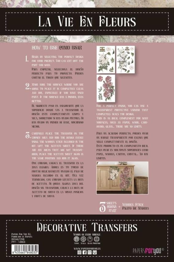 Papers For you - Transfer Aufkleber "Roses" Decor Transfers 8x12 Inch