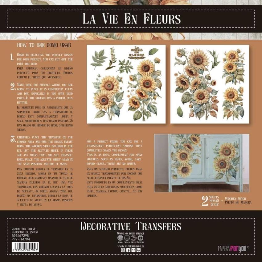 Papers For you - Transfer Aufkleber "Sunflowers" Decor Transfers 12x12 Inch