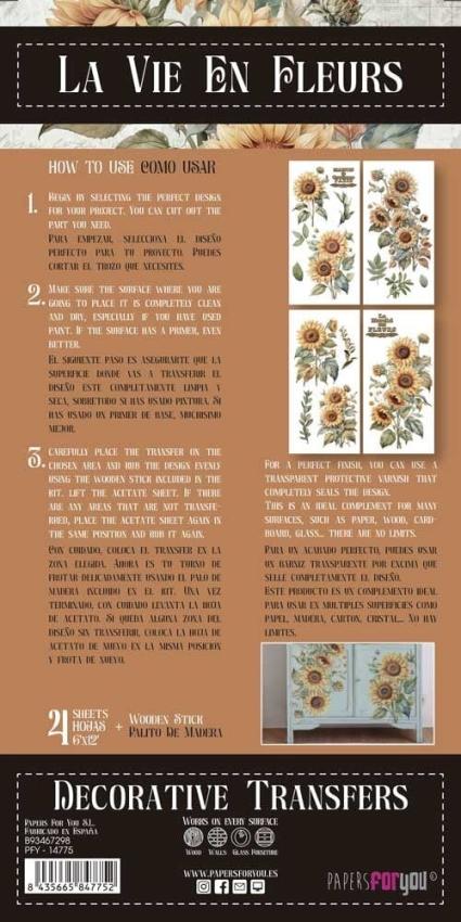 Papers For you - Transfer Aufkleber "Sunflowers" Decor Transfers 6x12 Inch