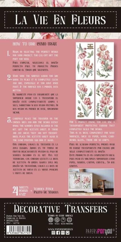 Papers For you - Transfer Aufkleber "Tulips" Decor Transfers 6x12 Inch