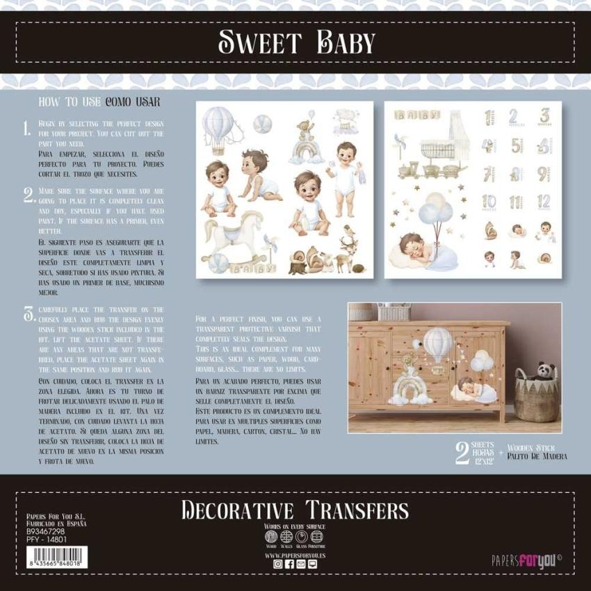 Papers For you - Transfer Aufkleber "Sweet Baby Boy" Decor Transfers 12x12 Inch