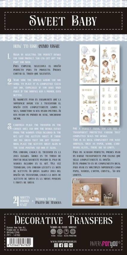 Papers For you - Transfer Aufkleber "Sweet Baby Boy" Decor Transfers 6x12 Inch