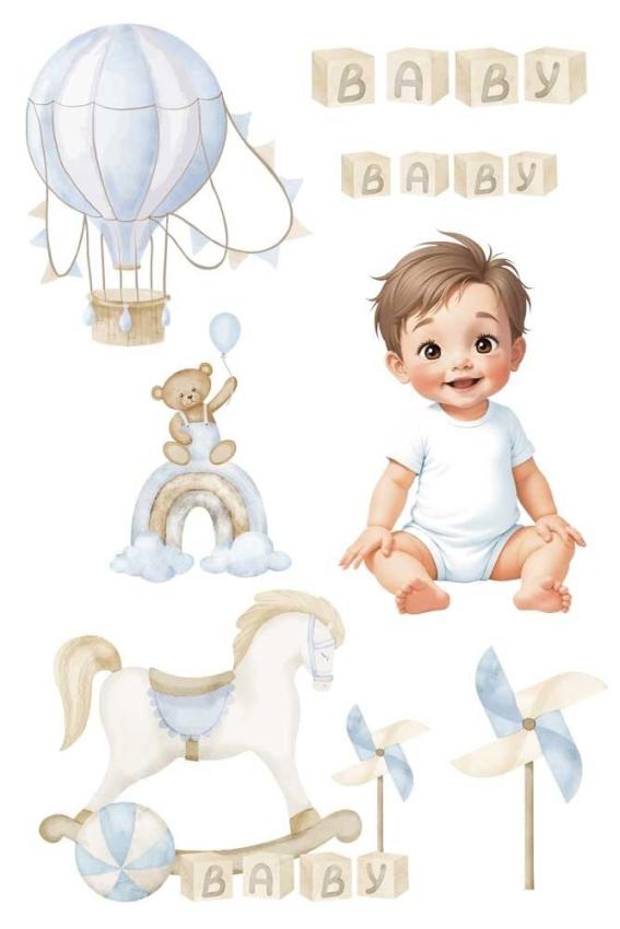 Papers For you - Transfer Aufkleber "Sweet Baby Boy" Decor Transfers 8x12 Inch