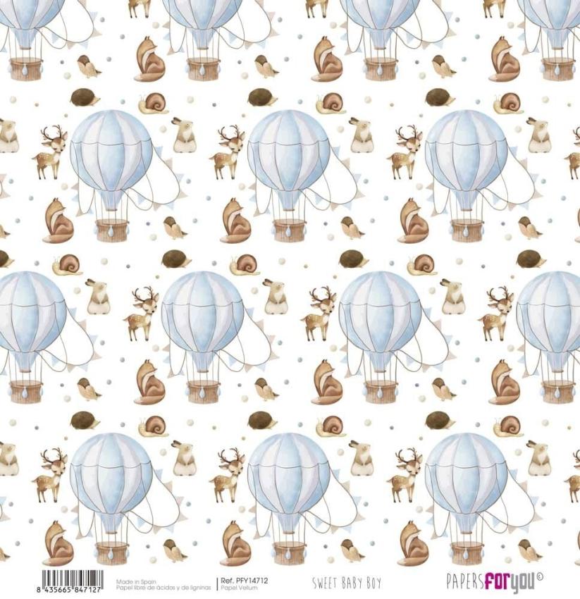 Papers For You - Pergamentpapier "Sweet Baby Boy" Vellum Paper Pack 30x31 cm - 6 Bogen 