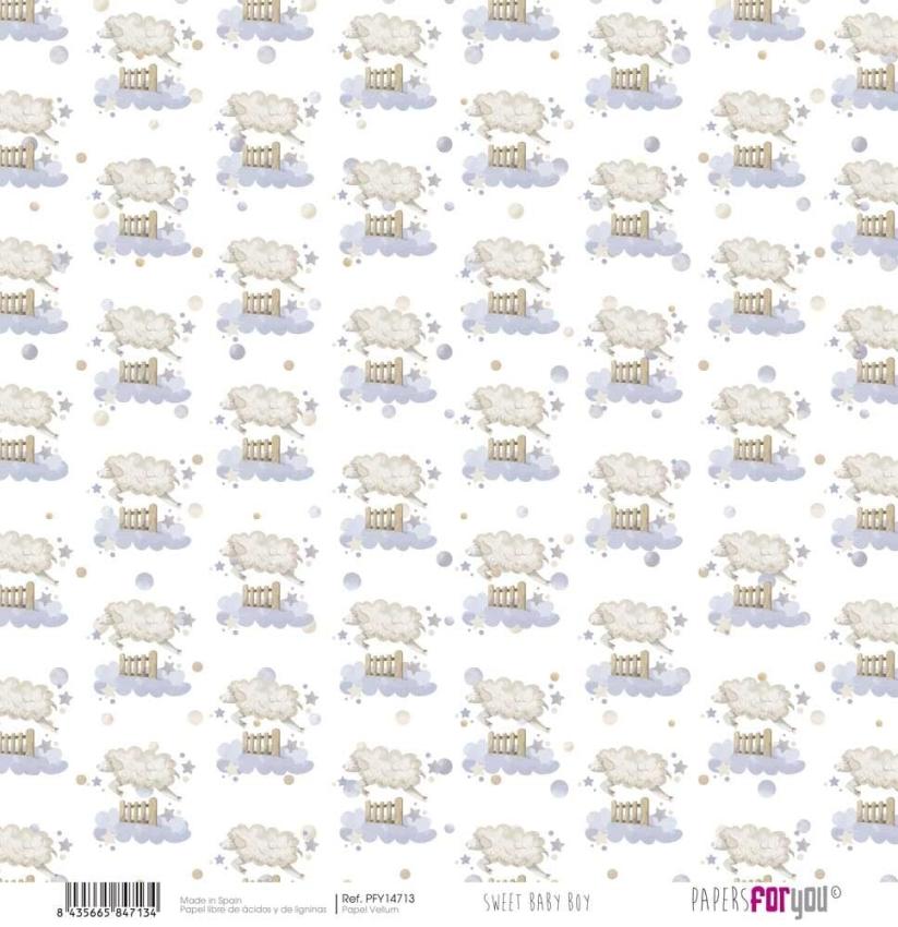 Papers For You - Pergamentpapier "Sweet Baby Boy" Vellum Paper Pack 30x31 cm - 6 Bogen 