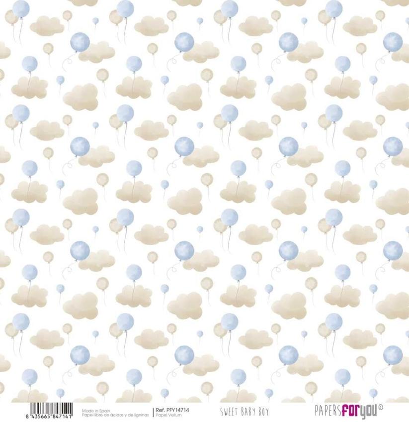 Papers For You - Pergamentpapier "Sweet Baby Boy" Vellum Paper Pack 30x31 cm - 6 Bogen 