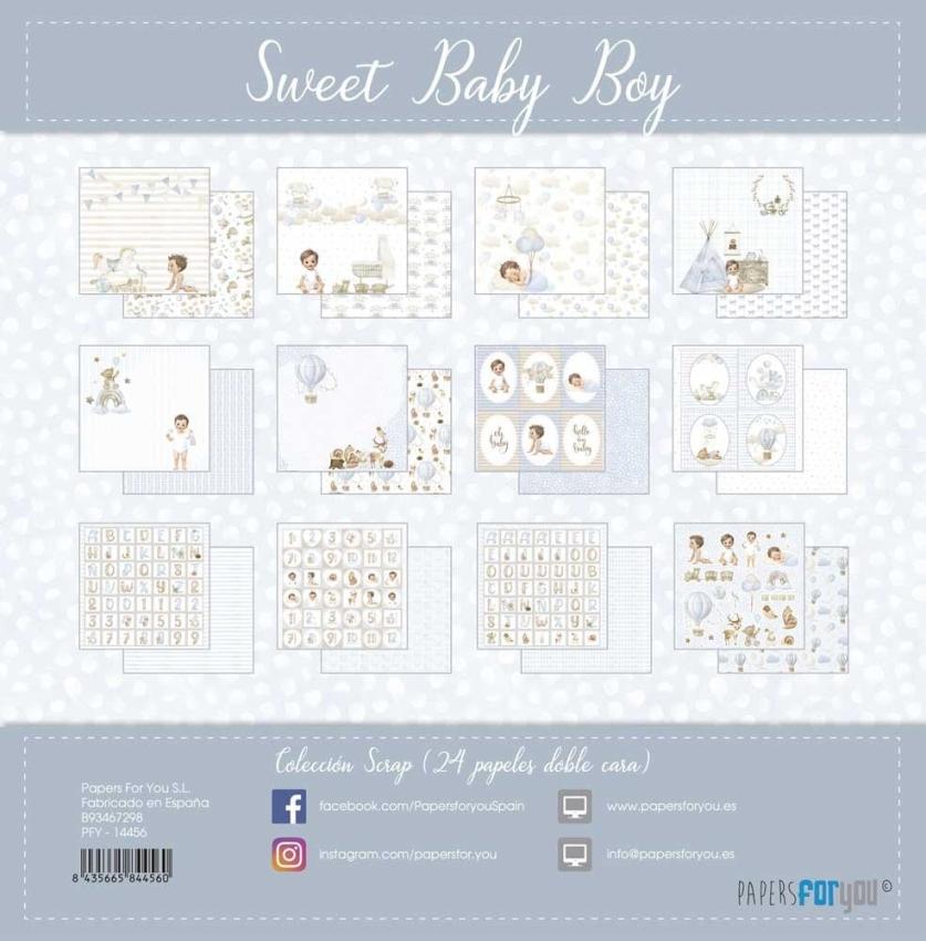 Papers For You - Designpapier "Sweet Baby Boy" Scrap Paper Pack 8x8 Inch - 24 Bogen