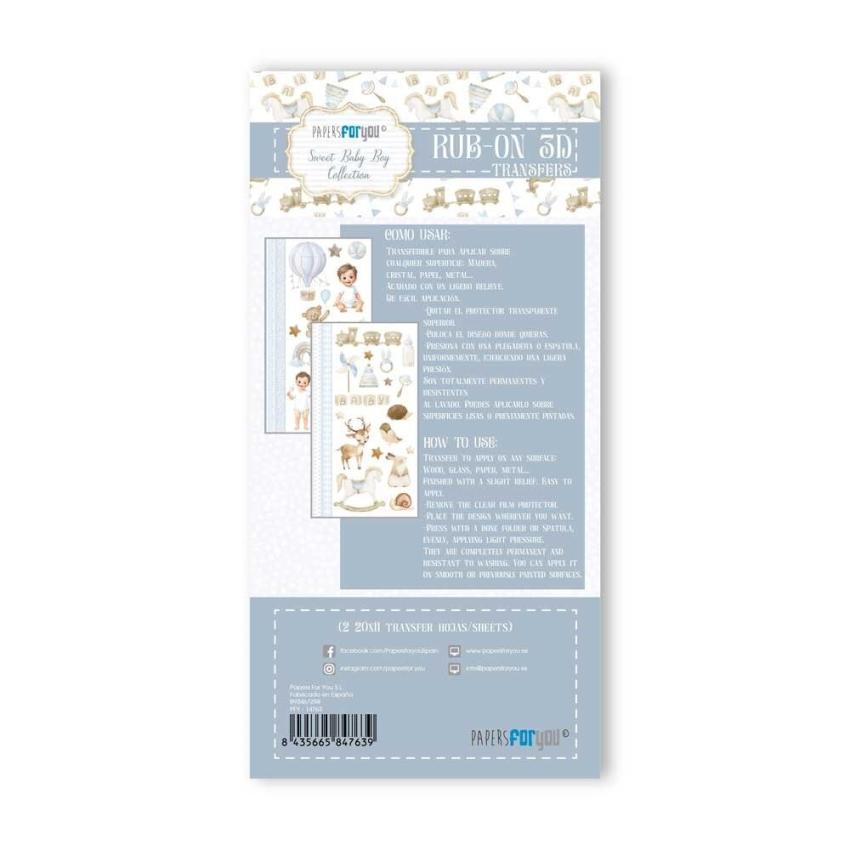 Papers For you - Transfer Aufkleber "Sweet Baby Boy" Rub-On