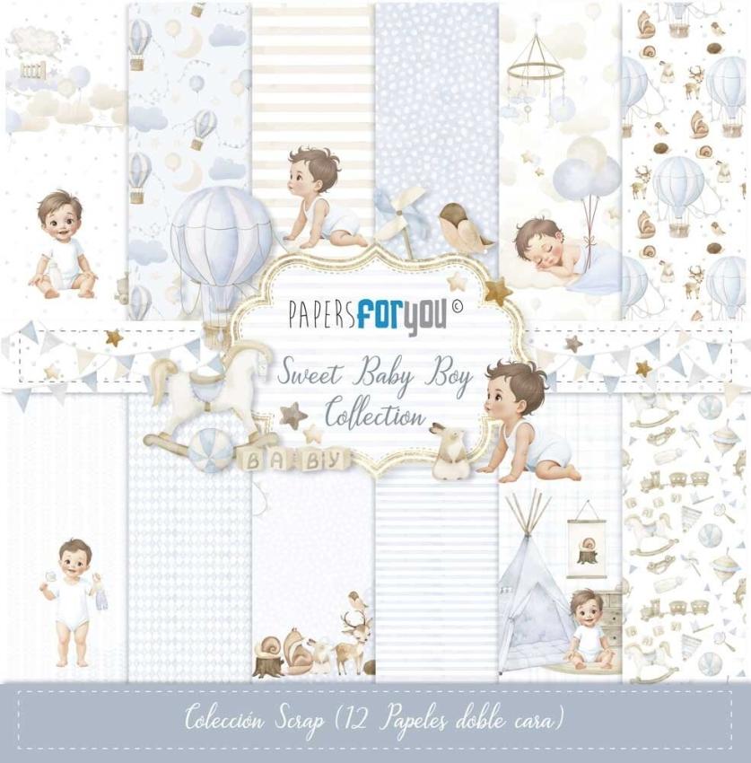 Papers For You - Designpapier "Sweet Baby Boy" Scrap Paper Pack 30,5 x 32 cm - 12 Bogen