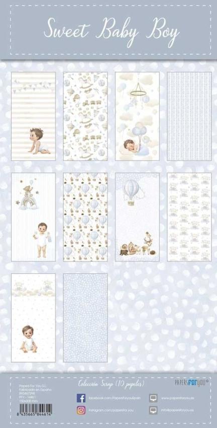 Papers For You - Designpapier "Sweet Baby Boy" Scrap Paper Pack 6x12 Inch - 10 Bogen 