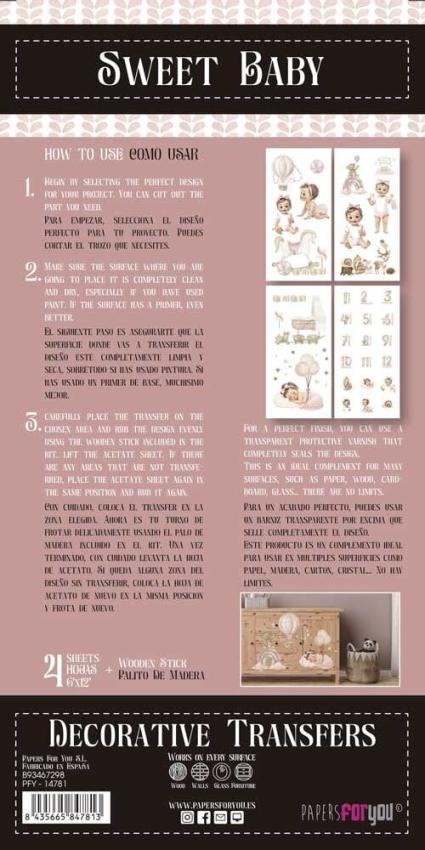 Papers For you - Transfer Aufkleber "Sweet Baby Girl" Decor Transfers 6x12 Inch