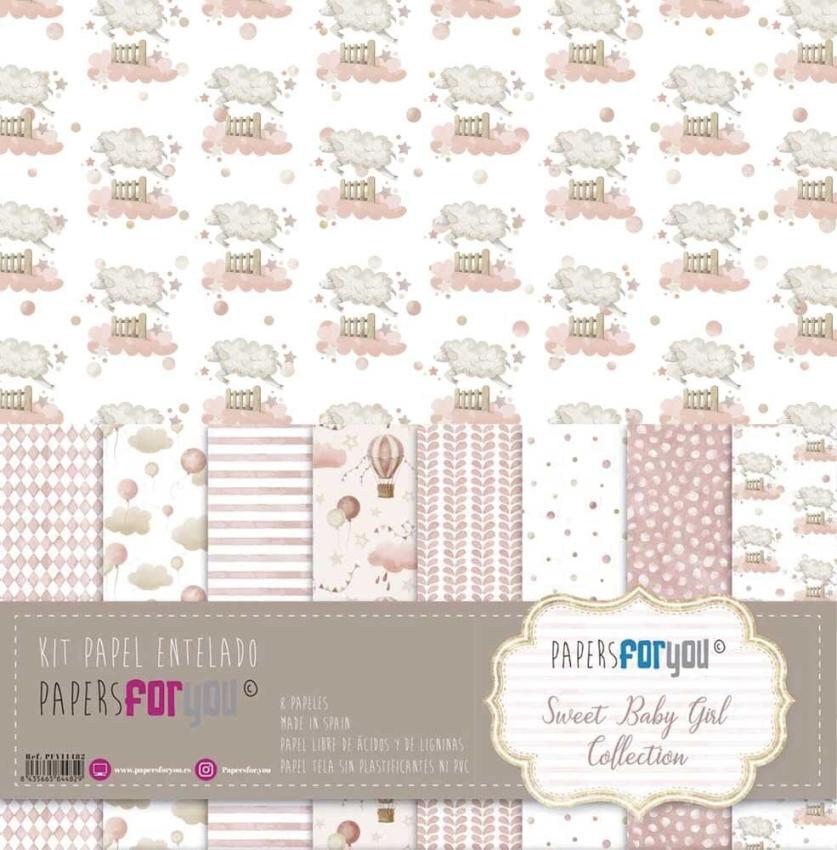 Papers For You - Leinwandpapier "Sweet Baby Girl" Paper Pack Canvas 30,5x31 cm - 8 Bogen 