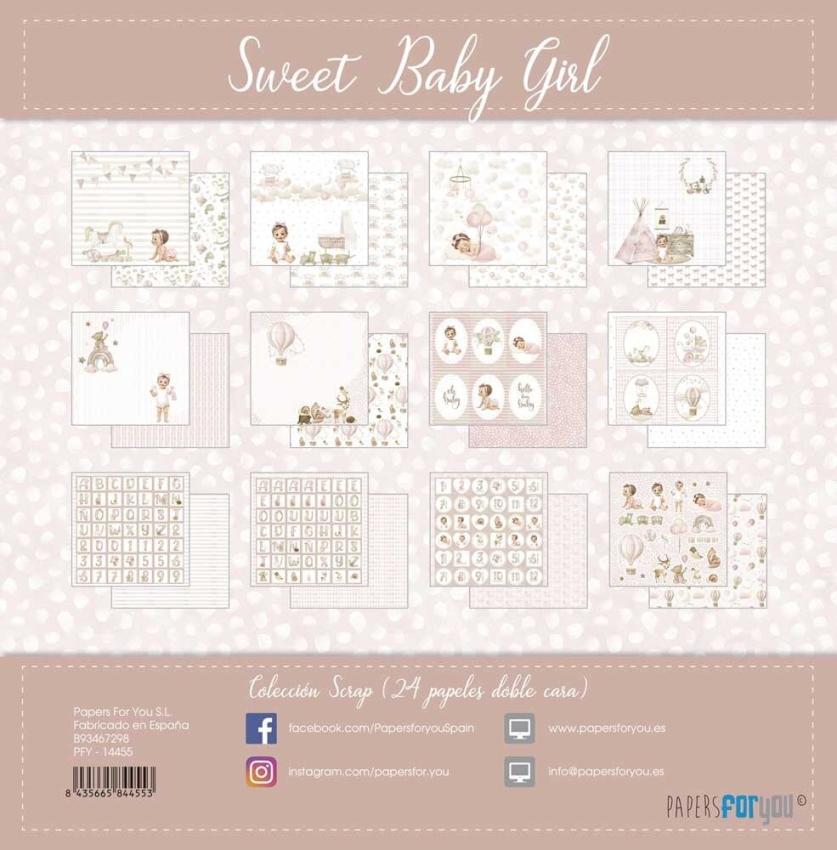 Papers For You - Designpapier "Sweet Baby Girl" Scrap Paper Pack 8x8 Inch - 24 Bogen