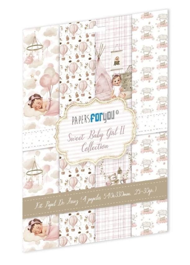 Papers For you - Decoupage Papier "Sweet Baby Girl II" Rice Paper Kit - 4 Bogen