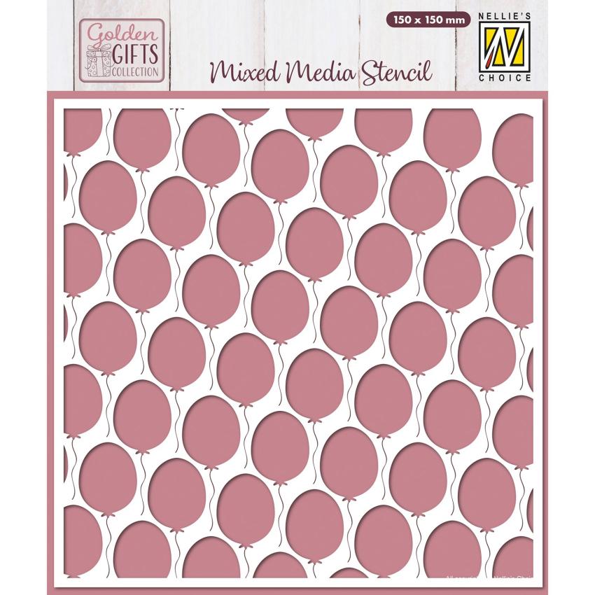 Nellie Snellen - Schablone 15x15cm "Balloons" Golden Gifts Collection Stencil 