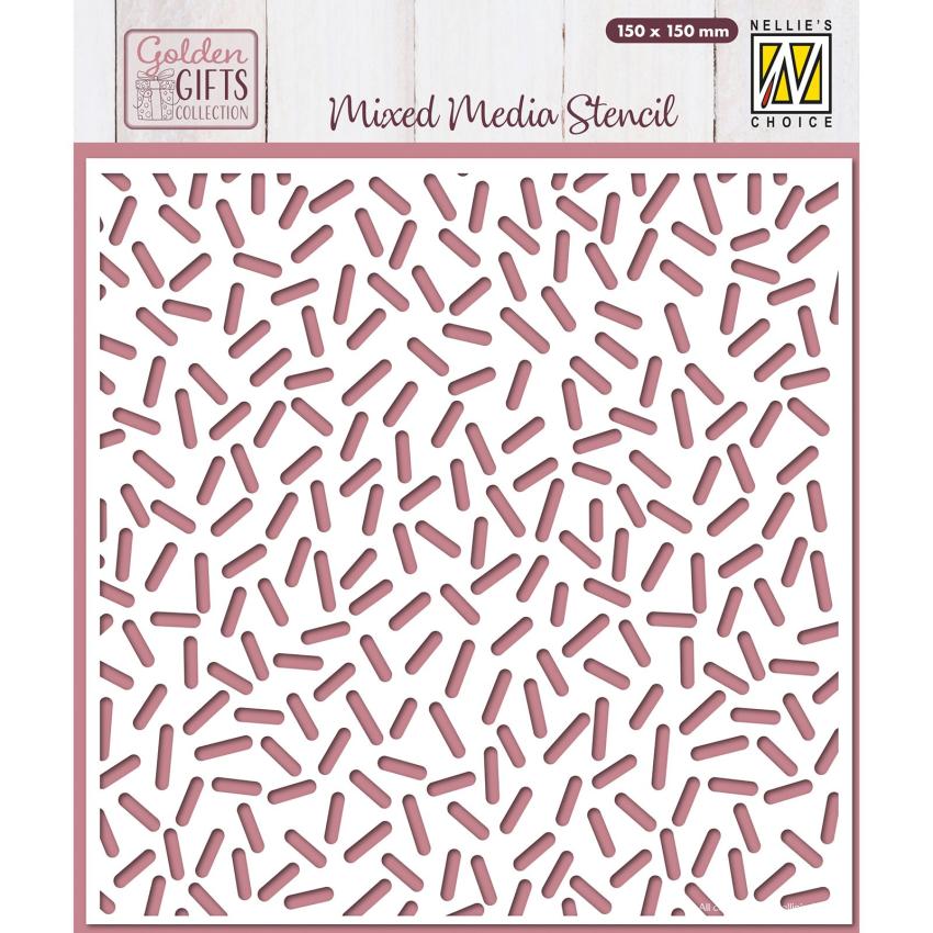 Nellie Snellen - Schablone 15x15cm "Confetti Sprinkles" Golden Gifts Collection Stencil 