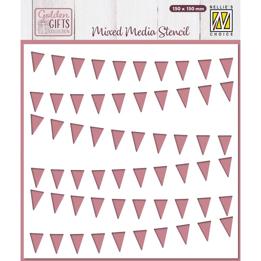 Nellie Snellen - Schablone 15x15cm "Spring Banners" Golden Gifts Collection Stencil 