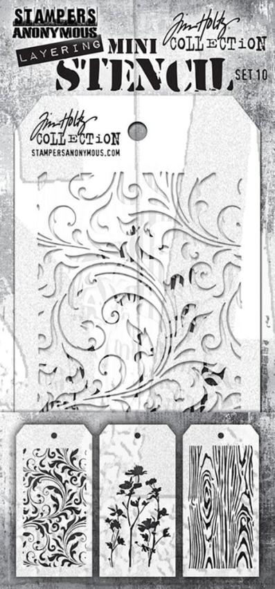 Stampers Anonymous - Schablone "Set #10" Layering Mini Stencil Design by Tim Holtz
