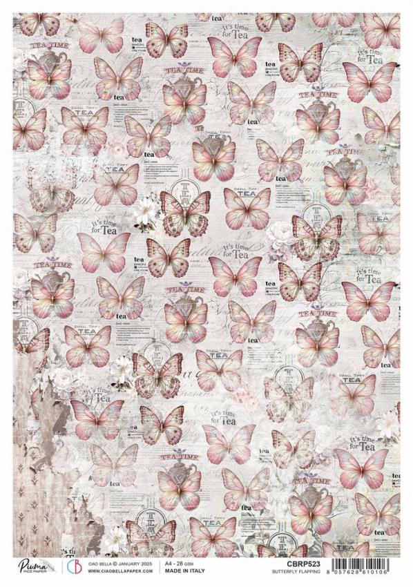 Ciao Bella - Decopatch Papier "Butterfly Flapping" Rice Paper A4 - 5 Bogen