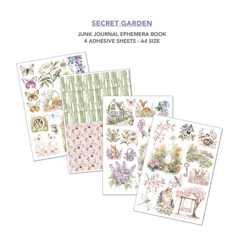 Ciao Bella - Designpapier & Stanzteile "Secret Garden" Junk Journal Ephemera Book A4 - 32 Bogen