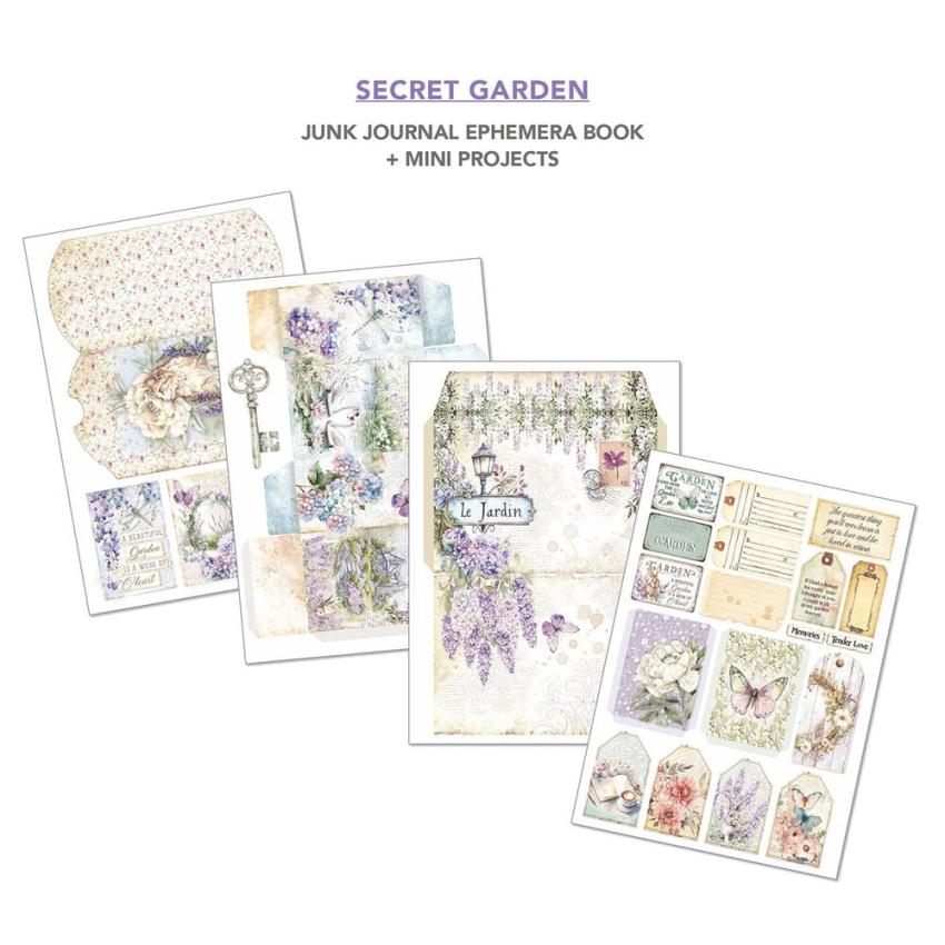 Ciao Bella - Designpapier & Stanzteile "Secret Garden" Junk Journal Ephemera Book A4 - 32 Bogen