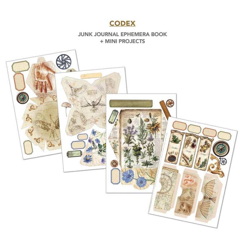 Ciao Bella - Designpapier & Stanzteile "Codex" Junk Journal Ephemera Book A4 - 32 Bogen