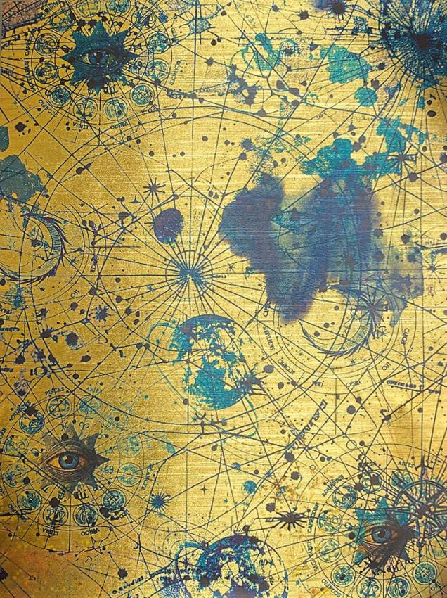 Ciao Bella - Designpapier "Celestial Gold" Deluxe Paper Pack A4 - 5 Bogen