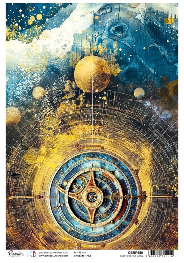 Ciao Bella - Decopatch Papier "Shoot for the Moon" Rice Paper A4 - 5 Bogen