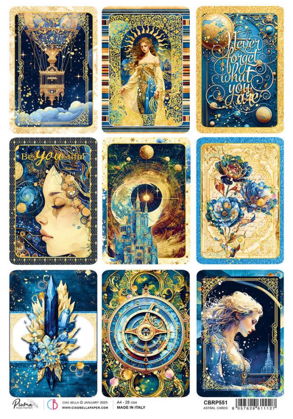 Ciao Bella - Decopatch Papier "Astral Cards" Rice Paper A4 - 5 Bogen