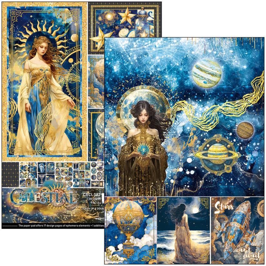 Ciao Bella - Stanzteile "Celestial" Creative Pad A4 - 9 Bogen