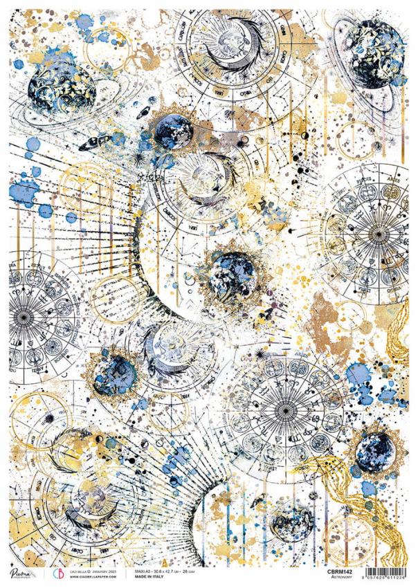 Ciao Bella - Decopatch Papier "Astronomy" Rice Paper A3 - 3 Bogen